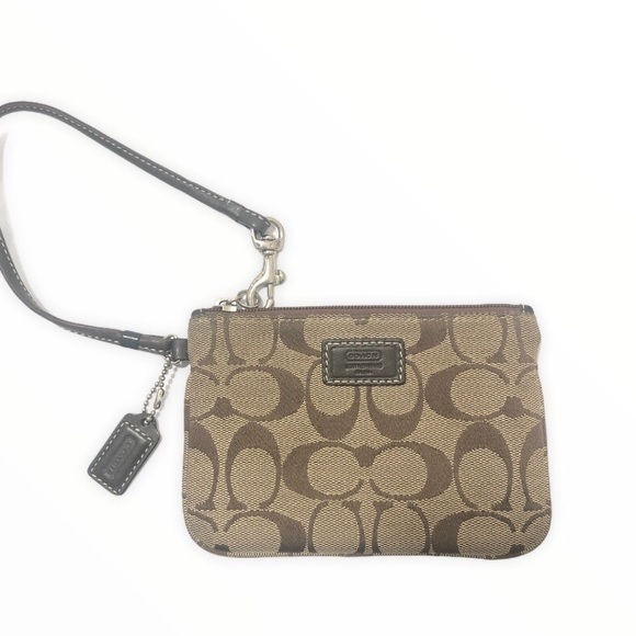 Coach signature brown wristlet bag